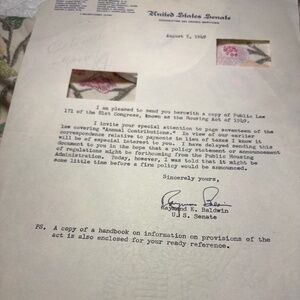 🇺🇸 Senator Raymond E. Baldwin — 1949 Signed Autograph Letter | Connecticut